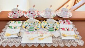 ポーセラーツ東京SALONDERAYでの作品 カップアンドソーサー ケイトスペード風